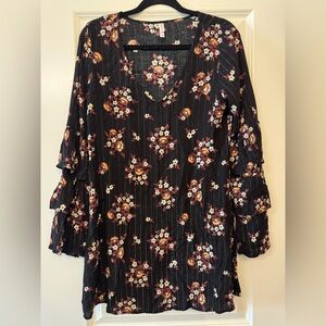 Floral Black Women's Dress